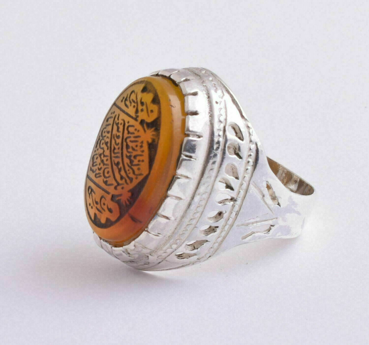 Islamic yemen- yemeni-agate aqeeq aqiq 925 Silver Men Ring- Quran-middle eastern