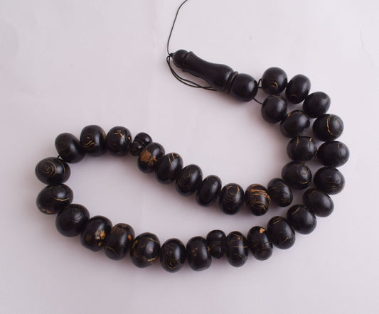 Black coral Islamic Prayer Beads-ُTasbih Worry Beads-22X16mm-225 grams-يسر