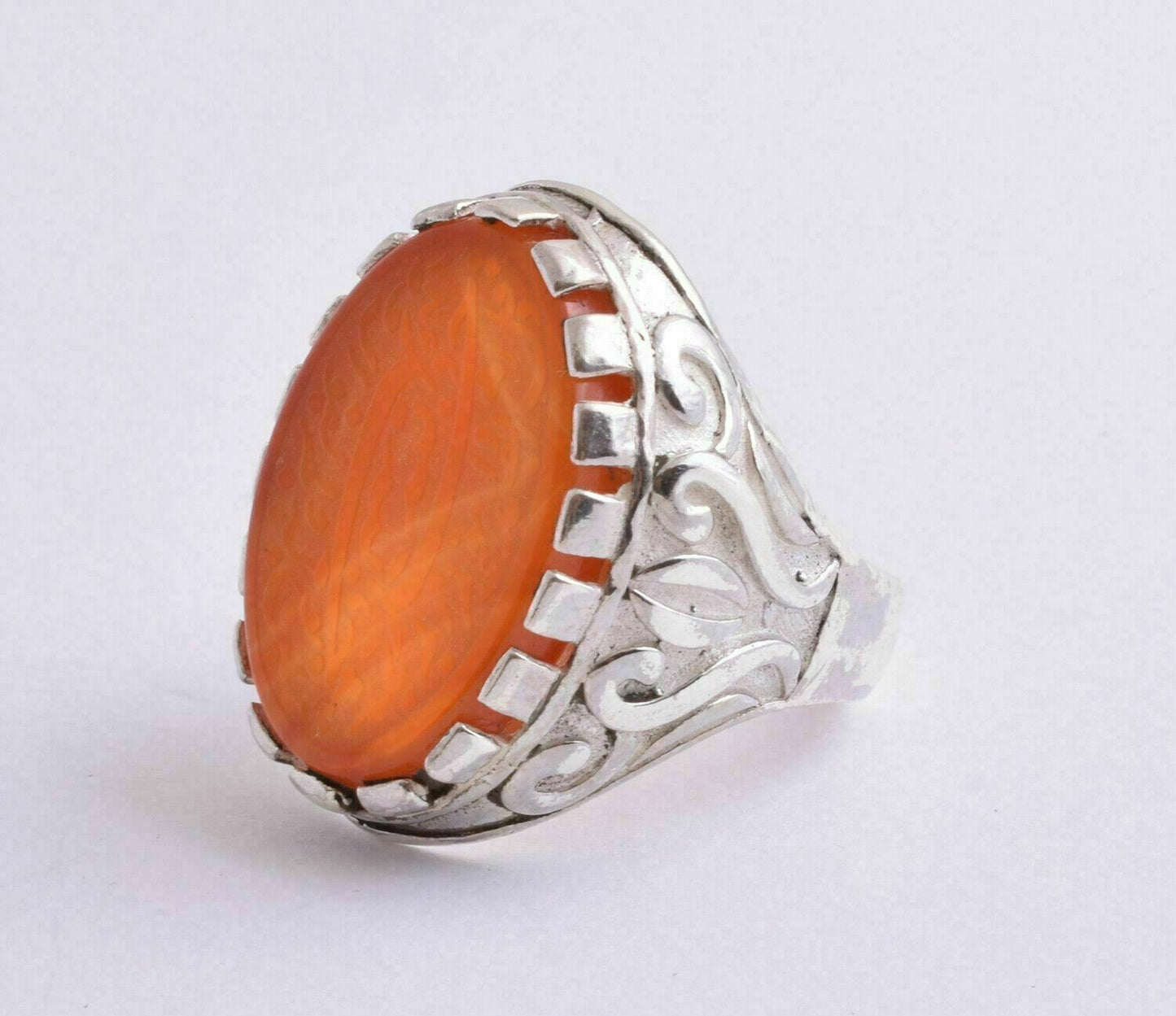 Agate aqeeq aqiq 925 Silver Men Ring- Quran-Islamic yemen- yemeni