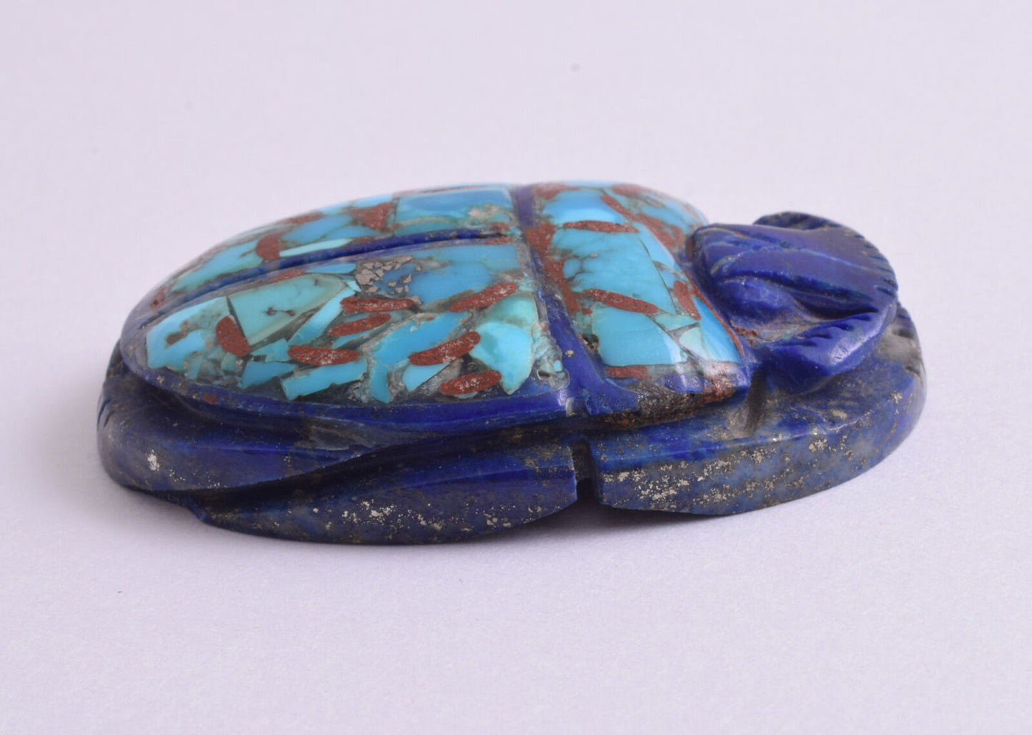 Egyptian Scarab-Carved Egyptian Lapis Lazuli - Turquoise Scarab- 2.4" /  53 gram