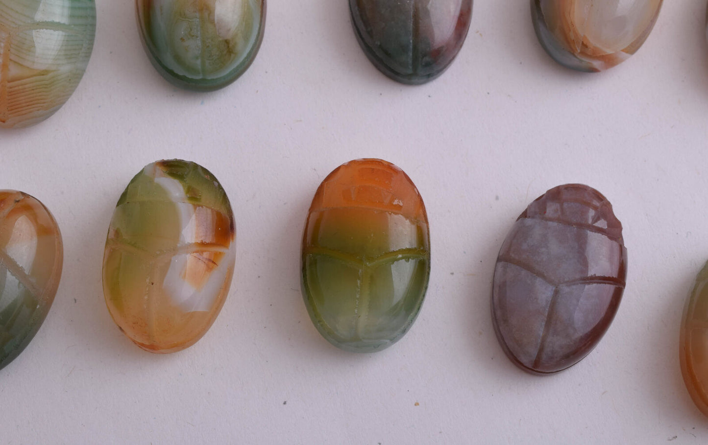 21 Egyptian Scarab-Hand Carved Egyptian Agate Scarab-Revival stone amulet