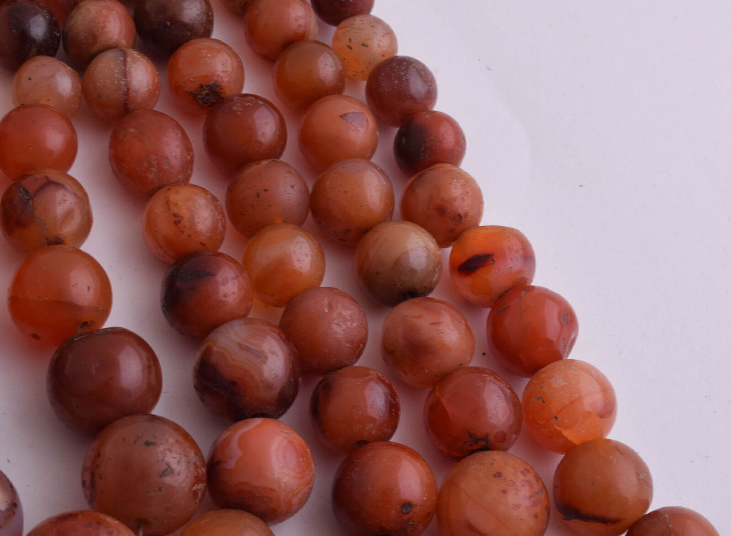 8 Antique old Carnelian round Agate beads Necklace-middle eastern