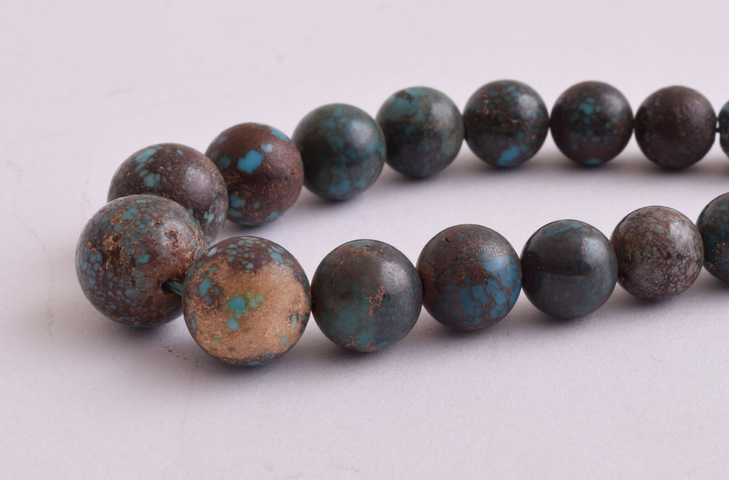 Egyptian Turquoise Spiderweb Necklace choker- round beads , 60 grams