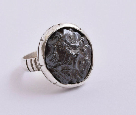 Goethite after Marcasite stone 925 sterling Silver Men Ring-Handcrafted-Egypt