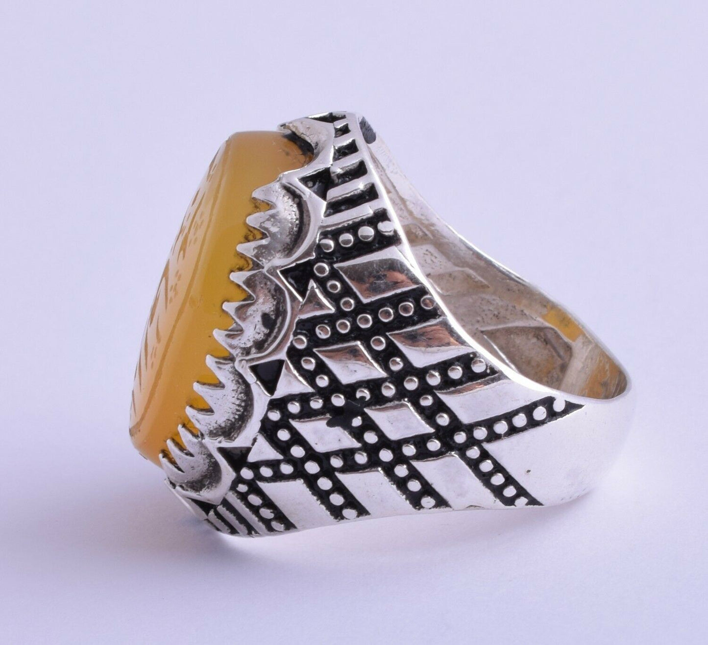 Islamic 925 Silver agate aqeeq aqiq Men Ring-yemen- yemeni- middle eastern-DHL