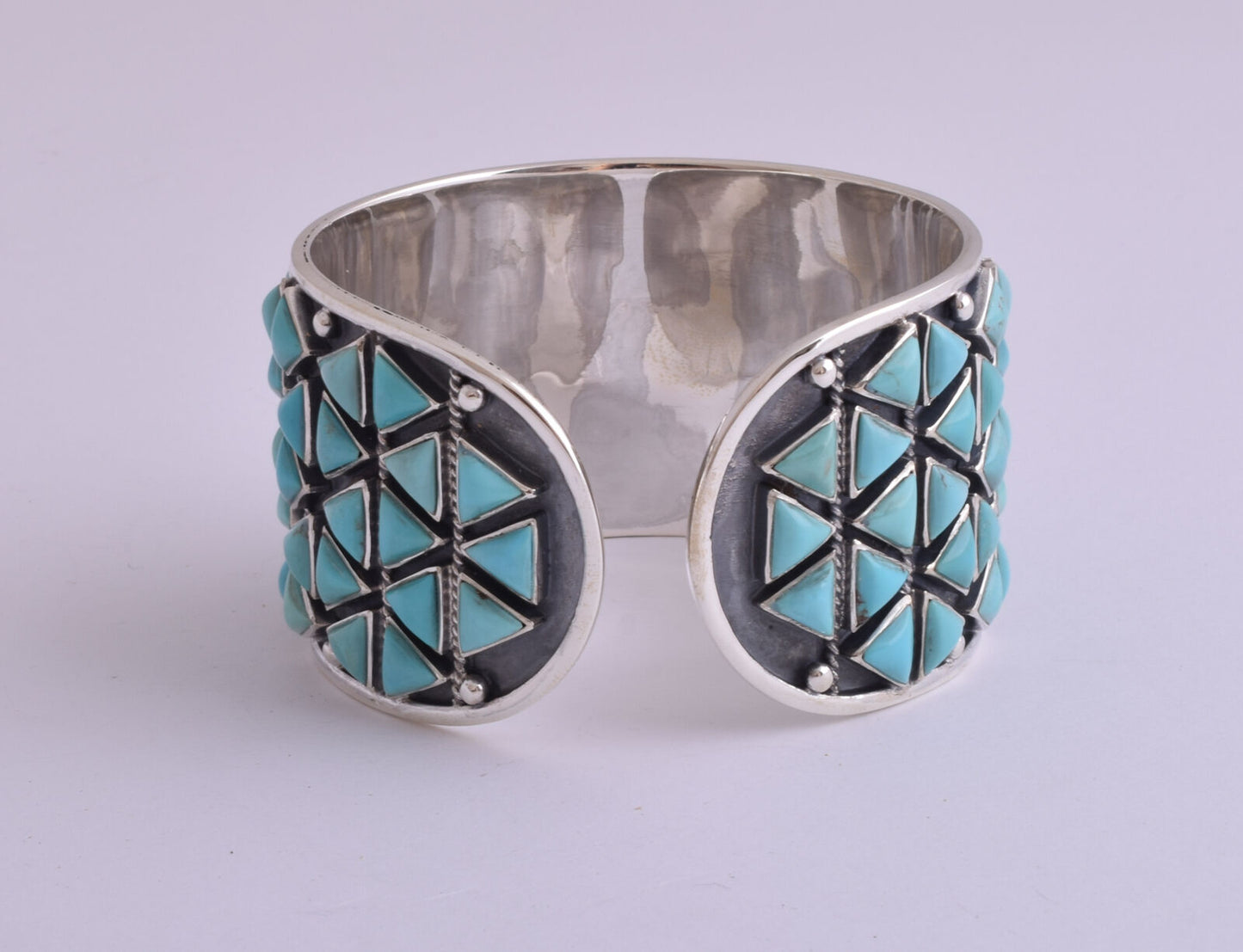 Egyptian Turquoise sterling silver Cluster Bracelet-157 gram-Wide Cuff