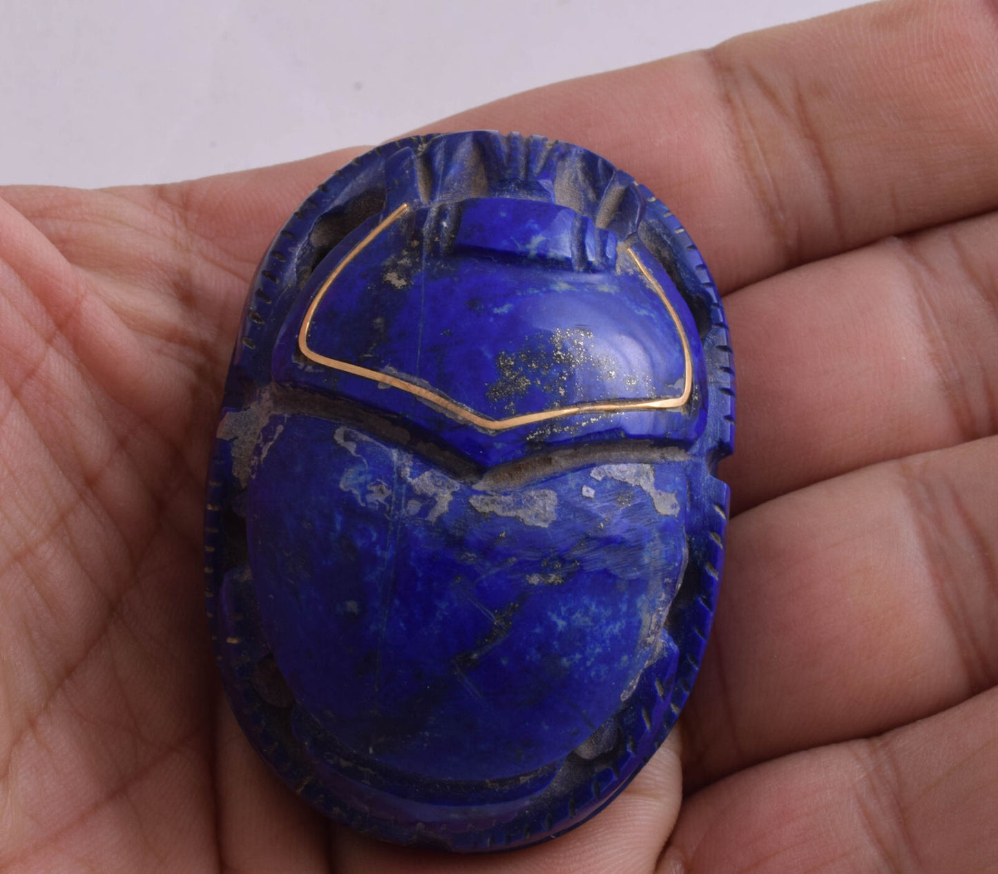 Egyptian Scarab-Carved Egyptian Lapis Lazuli Scarab- 2.4" /  116 gram