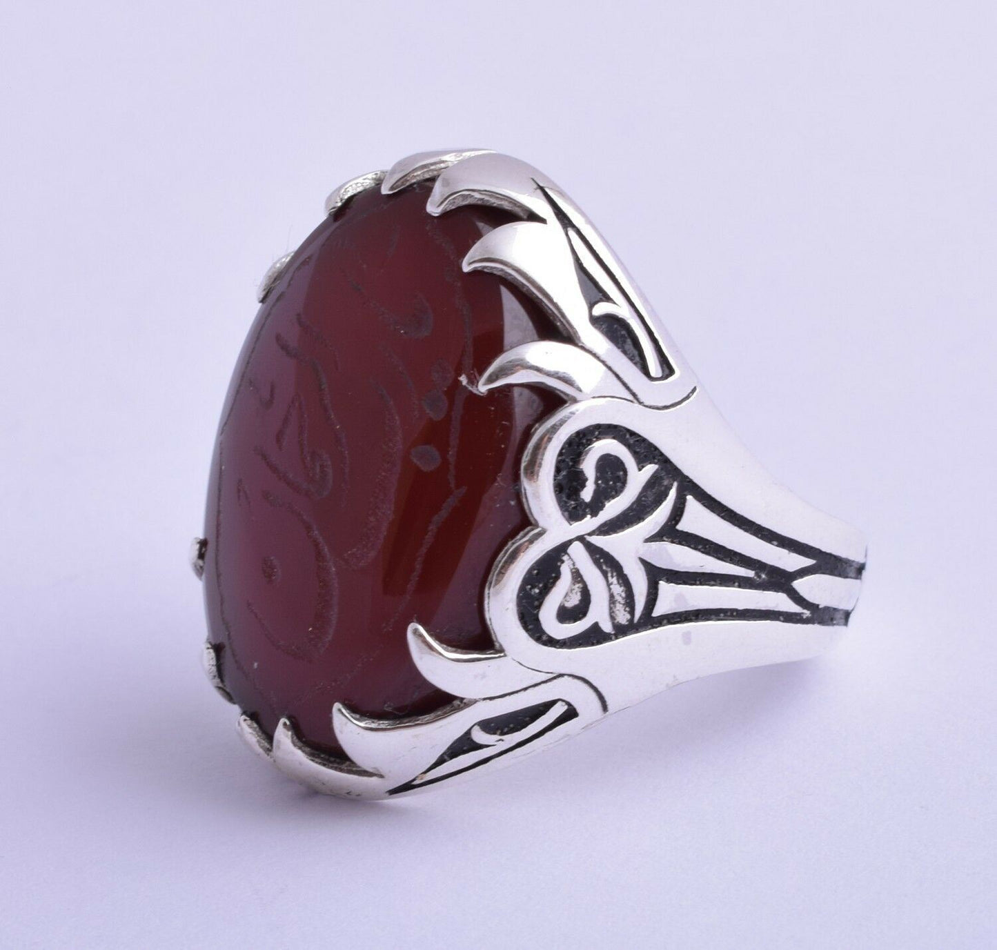 Yemeni Yemen kabdi Islamic agate aqeeq aqiq 925 Silver Men Ring- عقيق كبدي-DHL