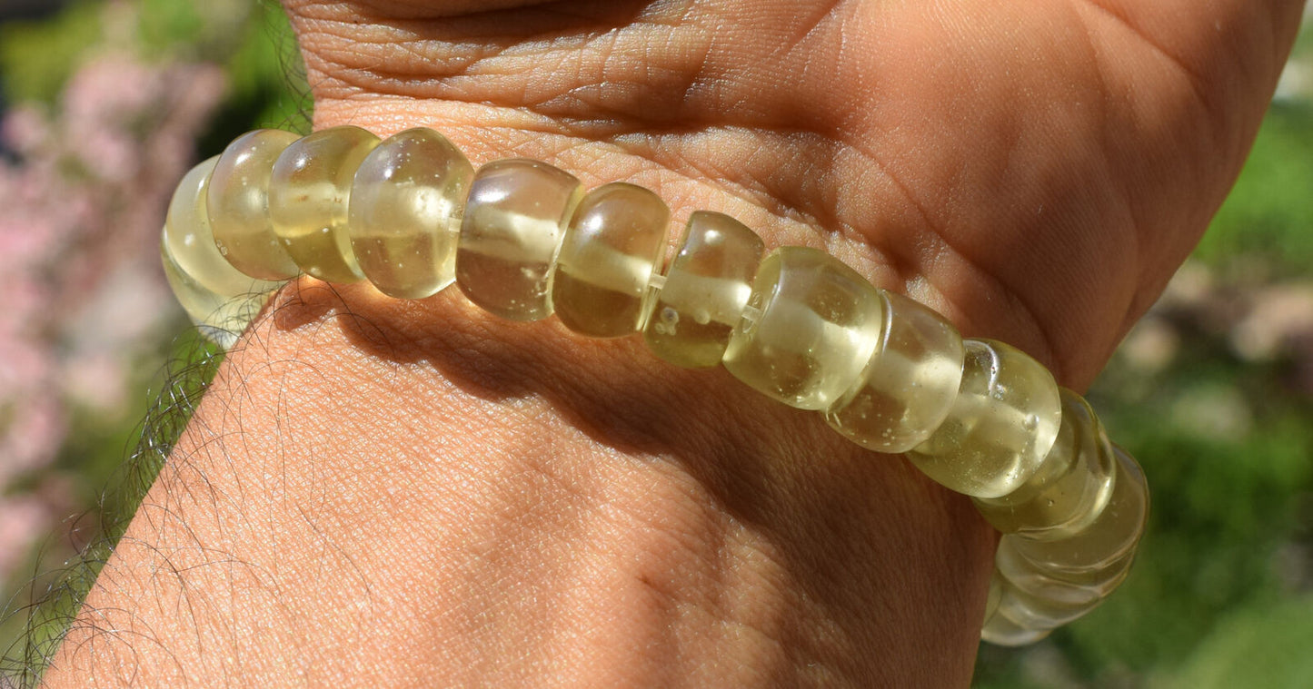 Libyan Desert glass Bracelet-28 beads-12mmx6mm-192 ct-Meteorite Tektite-asteroid