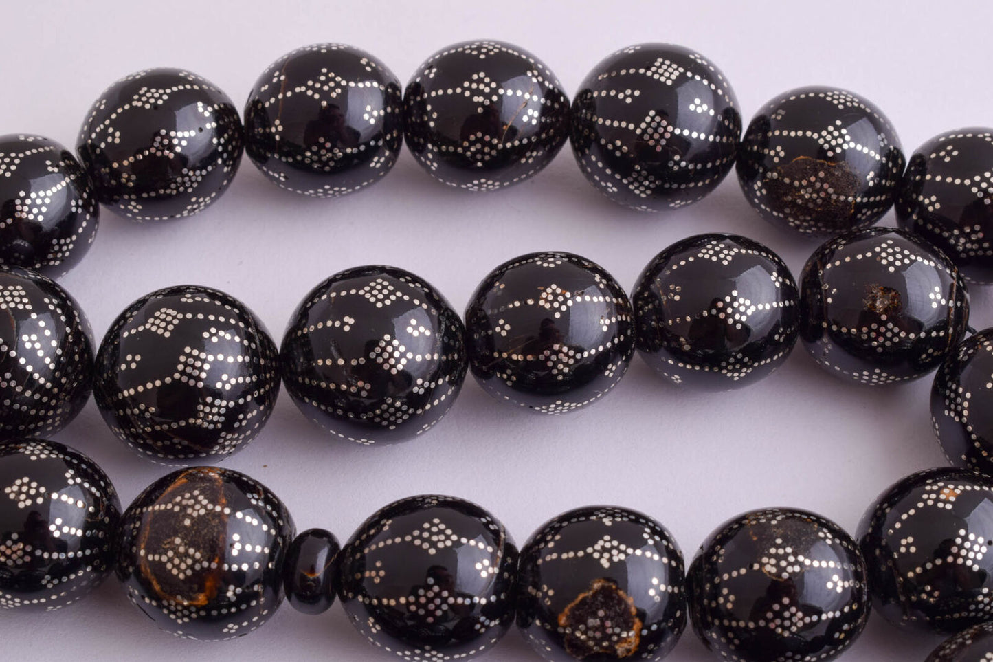 Prayer Beads Islamic Yusr Black coral/ Handmade silver nails-يسر