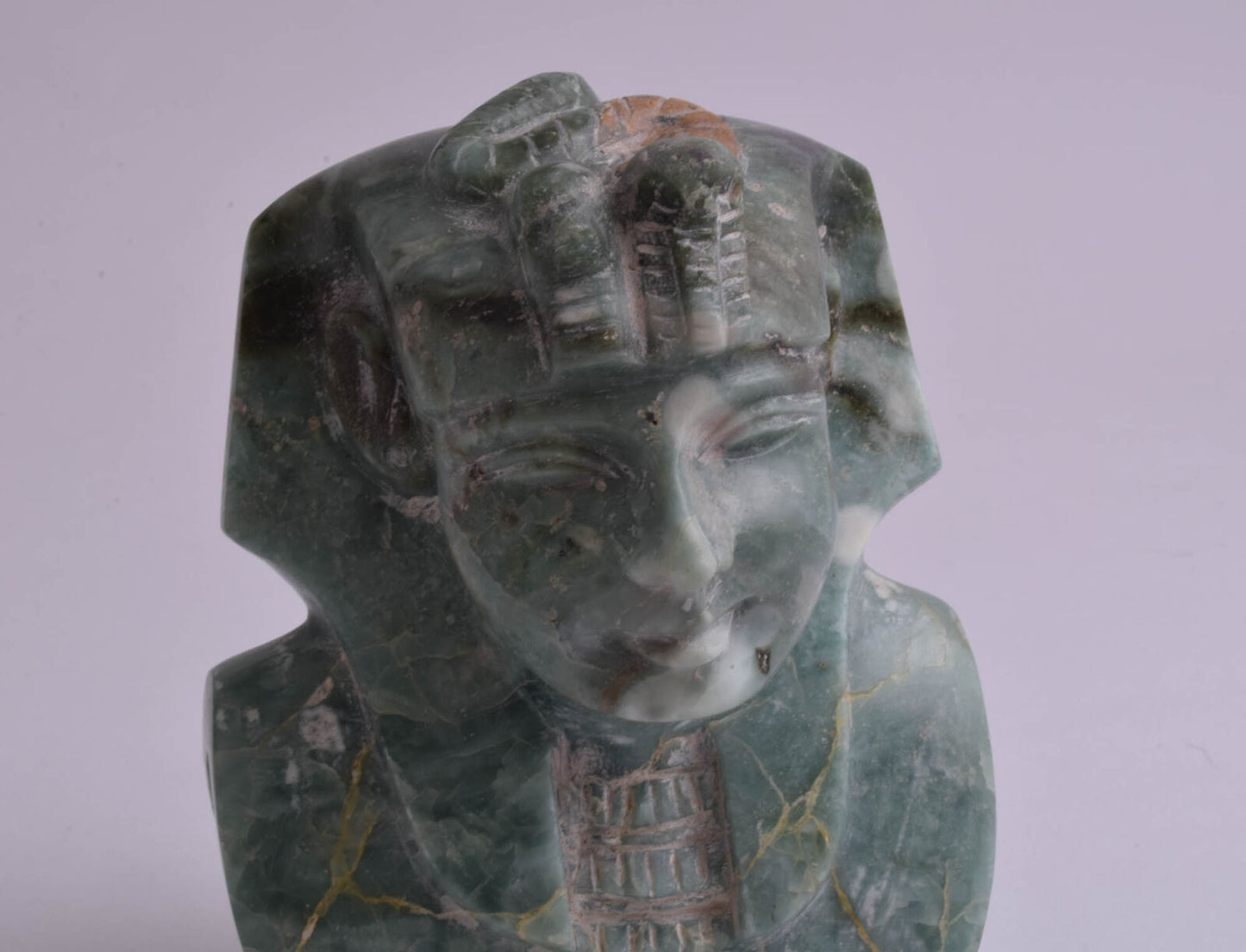 Egyptian King Tut Jasper Bust Statue-Hand Carved solid Jasper stone- +1000 grams