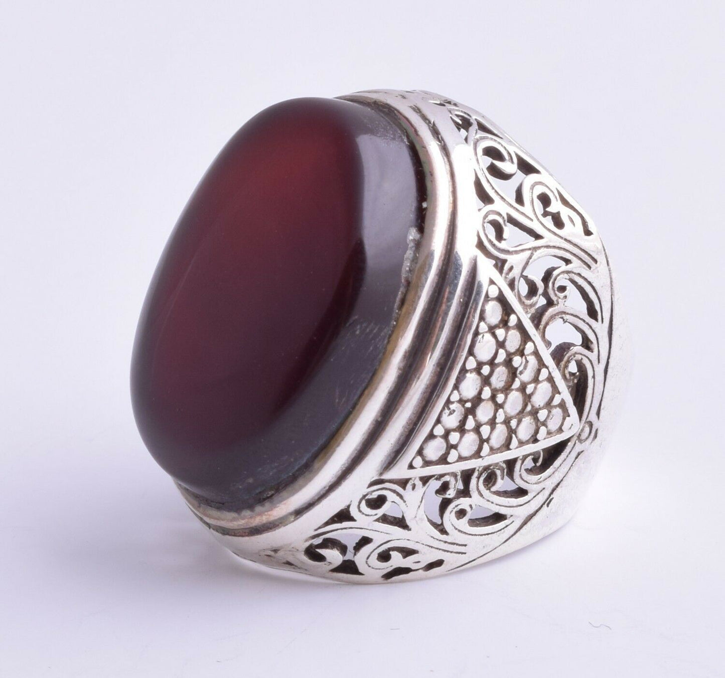 Yemeni Yemen kabdi agate aqeeq aqiq Silver Men Ring-Middle Eastern-عقيق كبدي-DHL