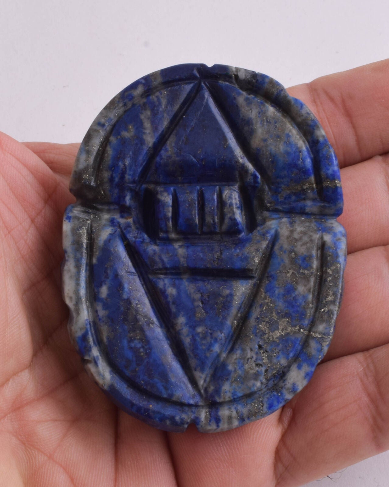 Egyptian Scarab-Carved Egyptian Lapis Lazuli Scarab- 3" /  160 gram