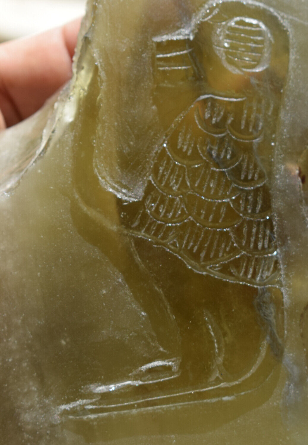 Libyan Desert glass-Baboon Babi-393 grams-Hand carved-Egypt-asteroid impact