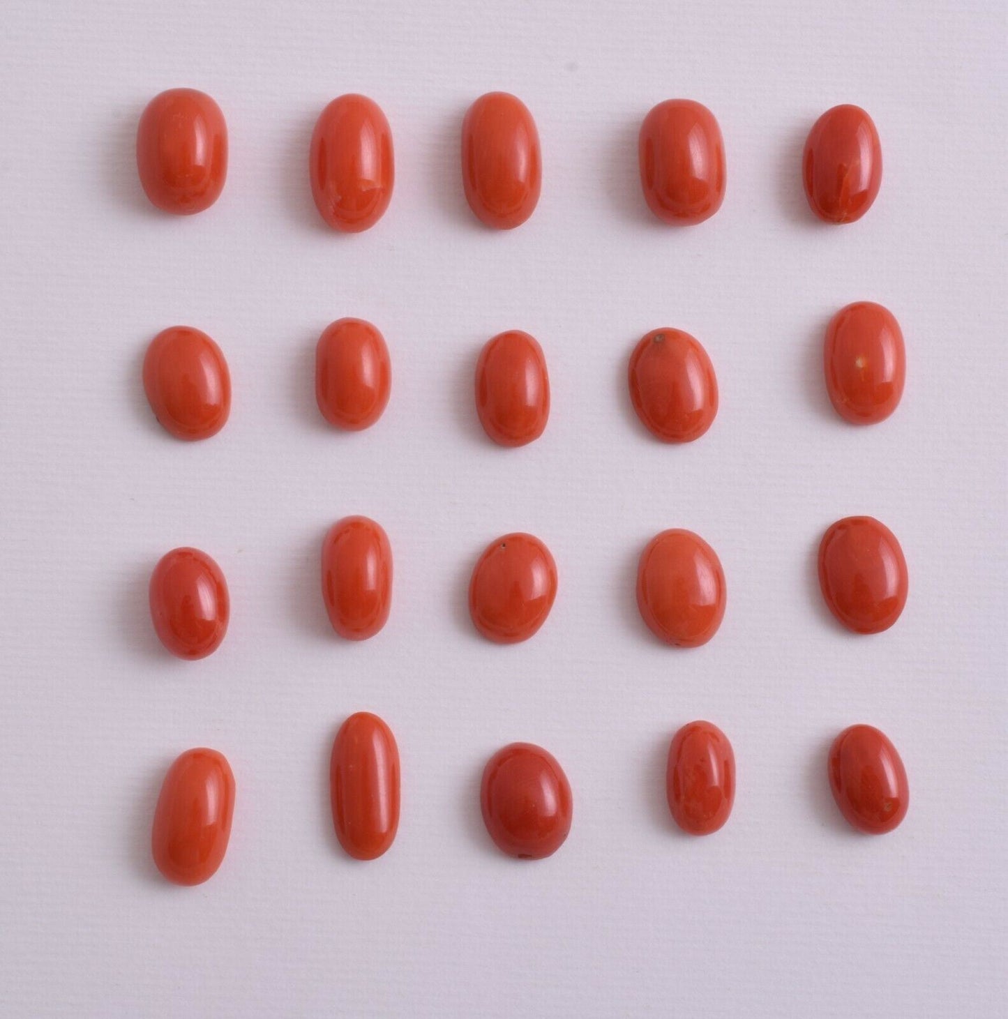 Natural Red Coral Cabochon Cab-20 Pcs untreated Italian Red Coral Gem-47 Carats