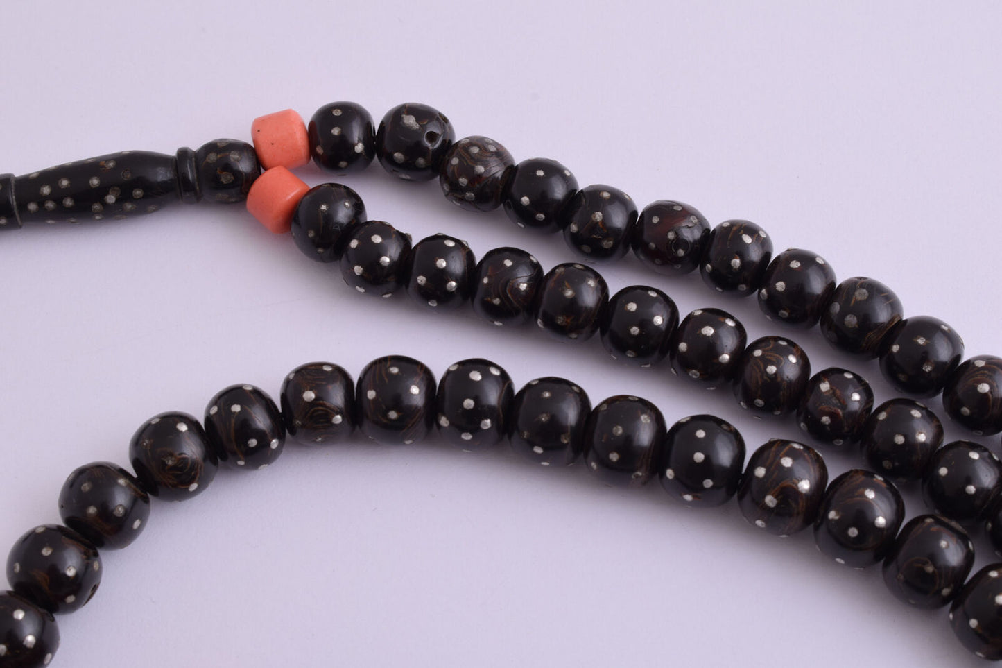 Antique black coral Yusr prayer beads-makawy Hejaz -106gr-يسر مكاوي قديم