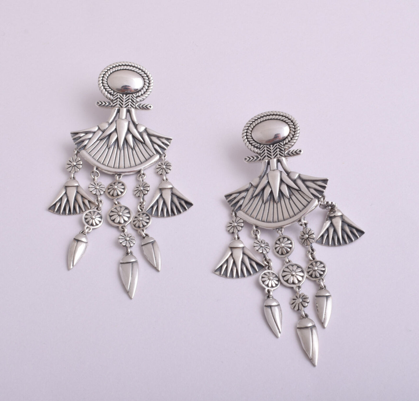 Azza Fahmy sterling silver Egyptian Lotus Chandelier Earrings-New wz Box