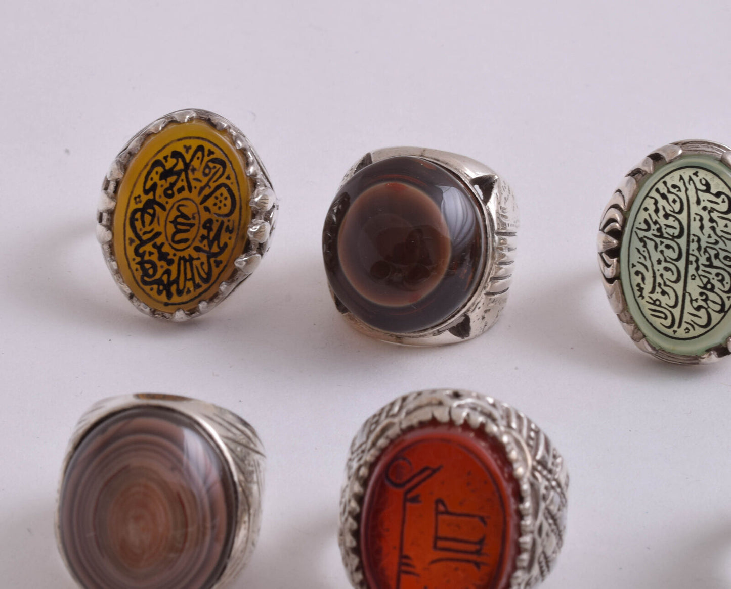 20 Islamic rings collection, Koran, Quran, Yemen agate men rings-Wholesale Lot