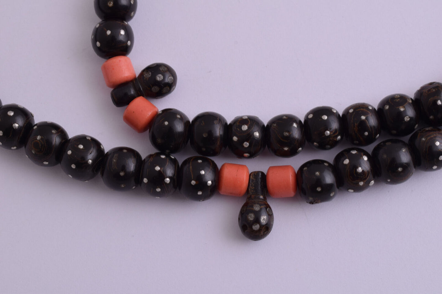 Antique black coral Yusr prayer beads-makawy Hejaz -106gr-يسر مكاوي قديم