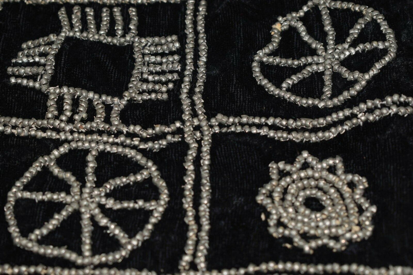 Antique Handmade beaded Rashaida Sudan Tribal Bedouin Velvet Fabric/ Headdress