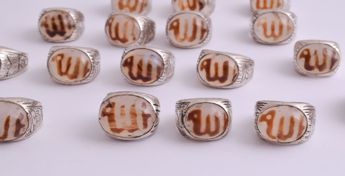 22 Islamic ALLAH rings collection, Yemen agate, men rings-Wholesale Lot