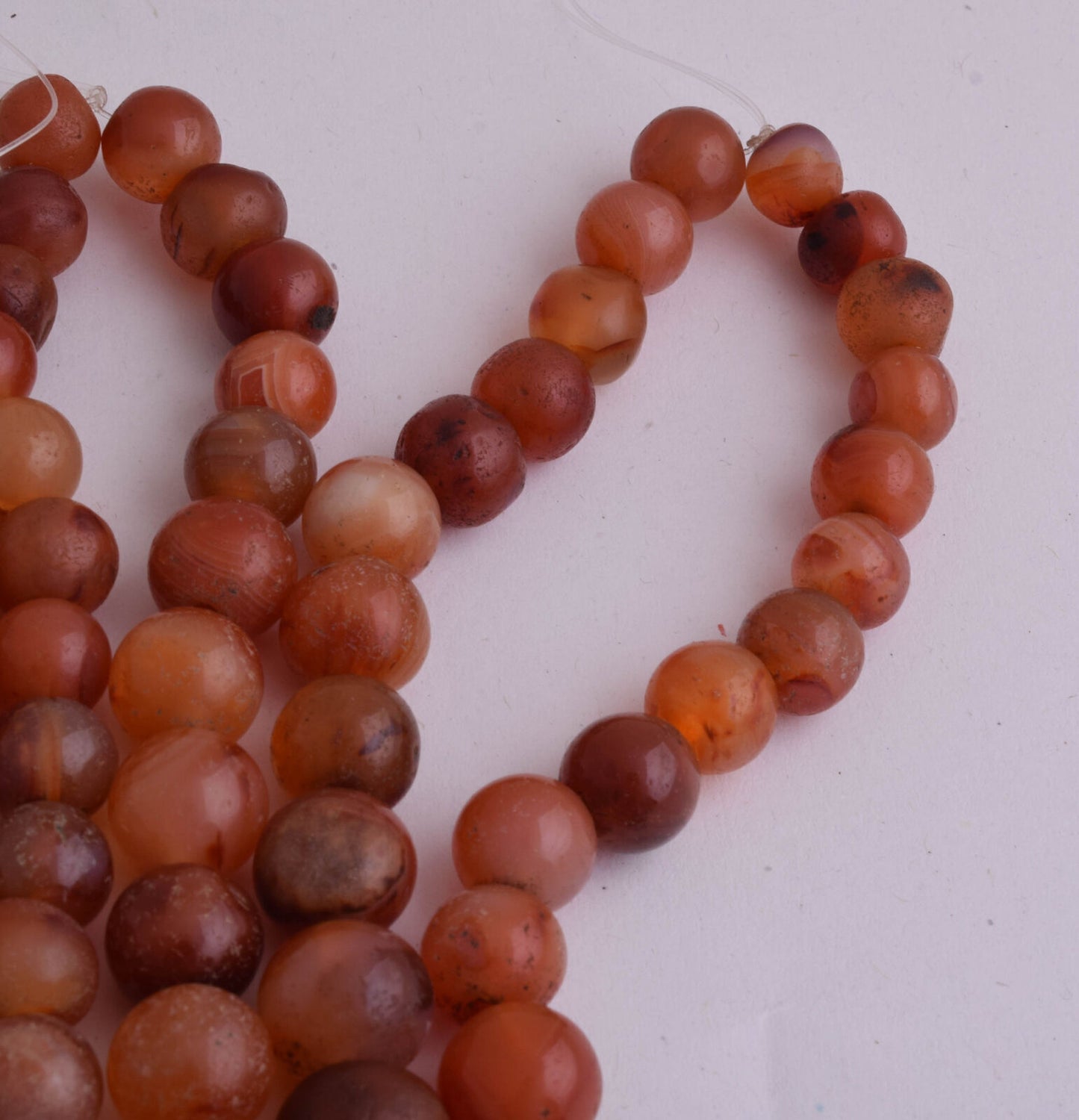 8 Antique old Carnelian round Agate beads Necklace-middle eastern