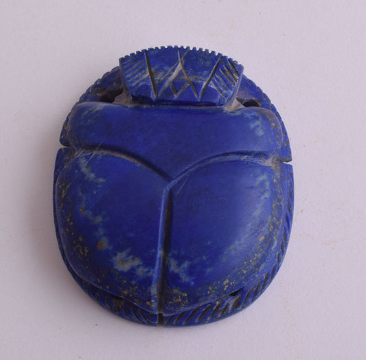 Egyptian Scarab-Carved Egyptian Lapis Lazuli Scarab- 2.3" /  91 gram