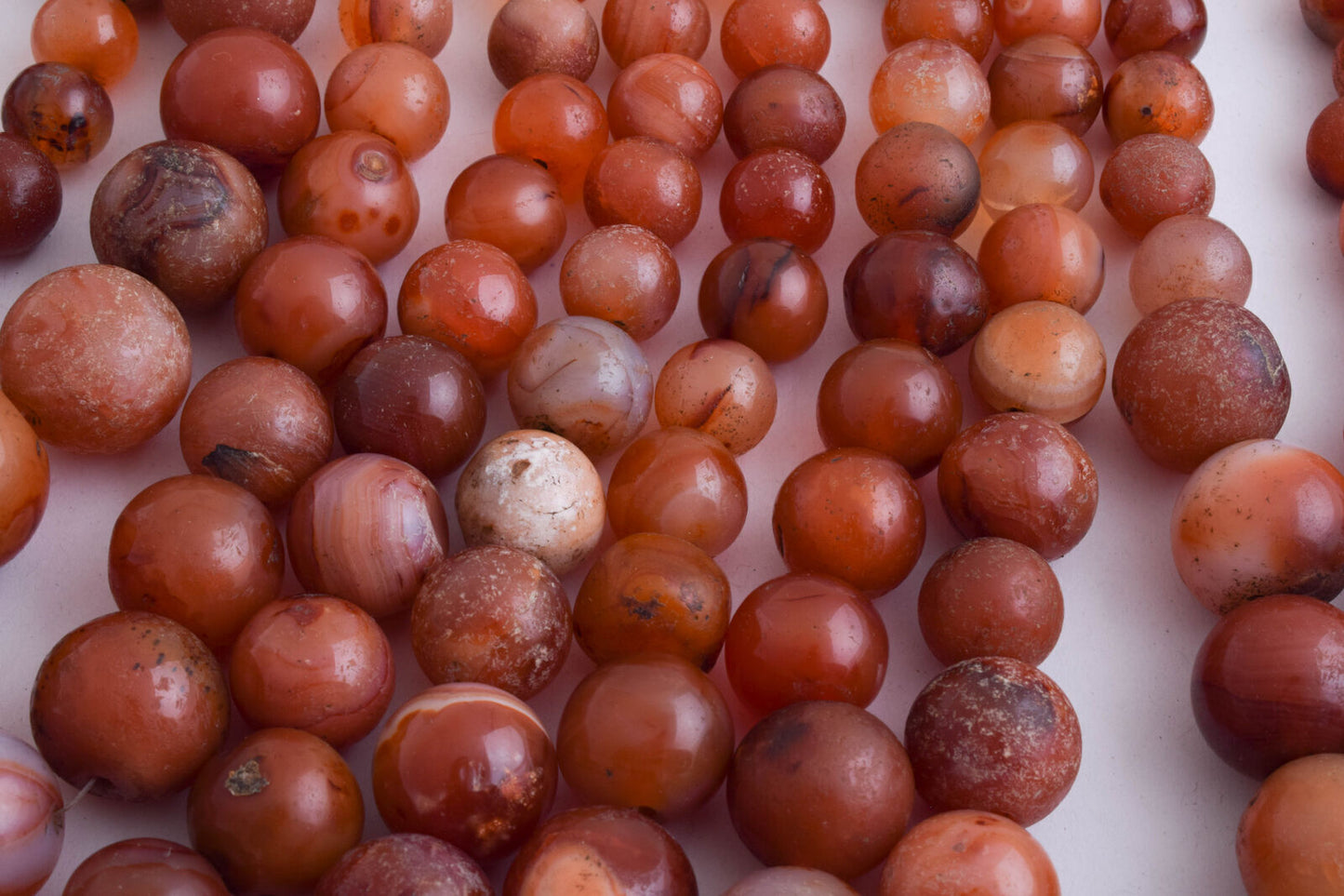 8 Antique old Carnelian round Agate beads Necklace-middle eastern