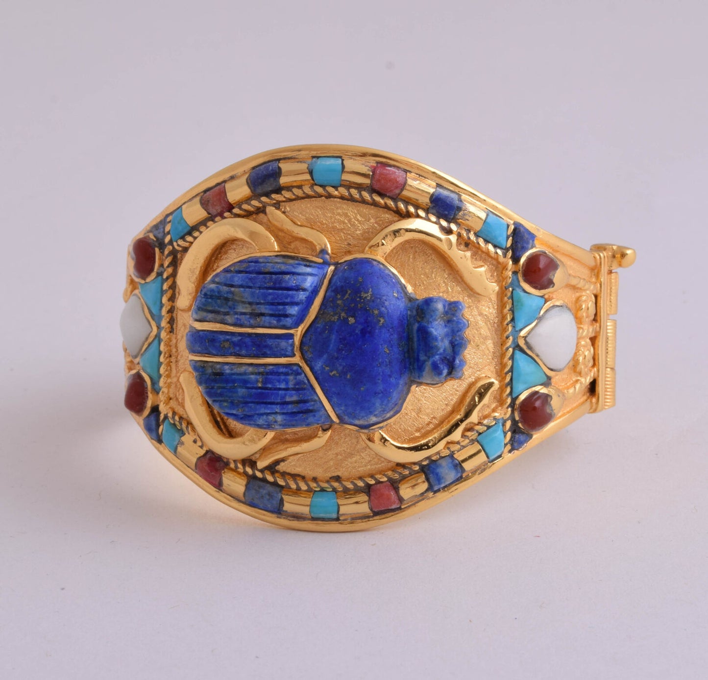 Scarab Bracelet of King Tut-Tutankhamun-Egyptian Revival Lapis Scarab Bangle