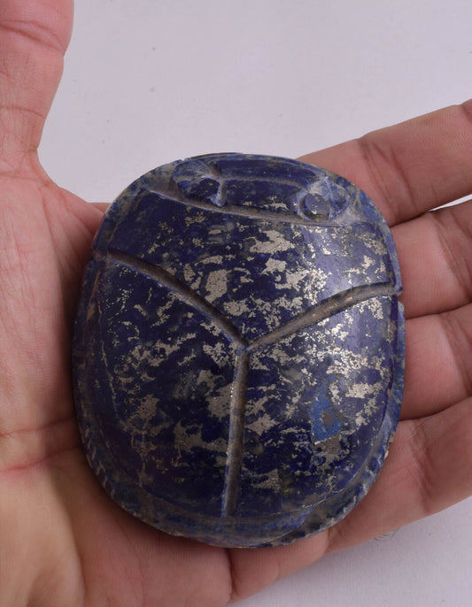 Egyptian Scarab-Carved Egyptian Lapis Lazuli Scarab- 3.4" /  379 gram