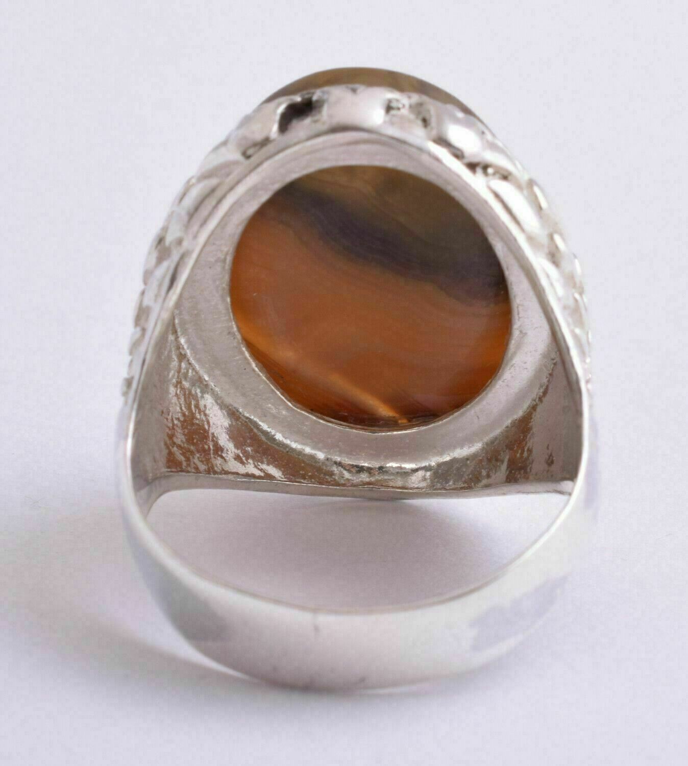 Agate aqeeq aqiq 925 Silver Men Ring- Quran-Islamic yemen- yemeni