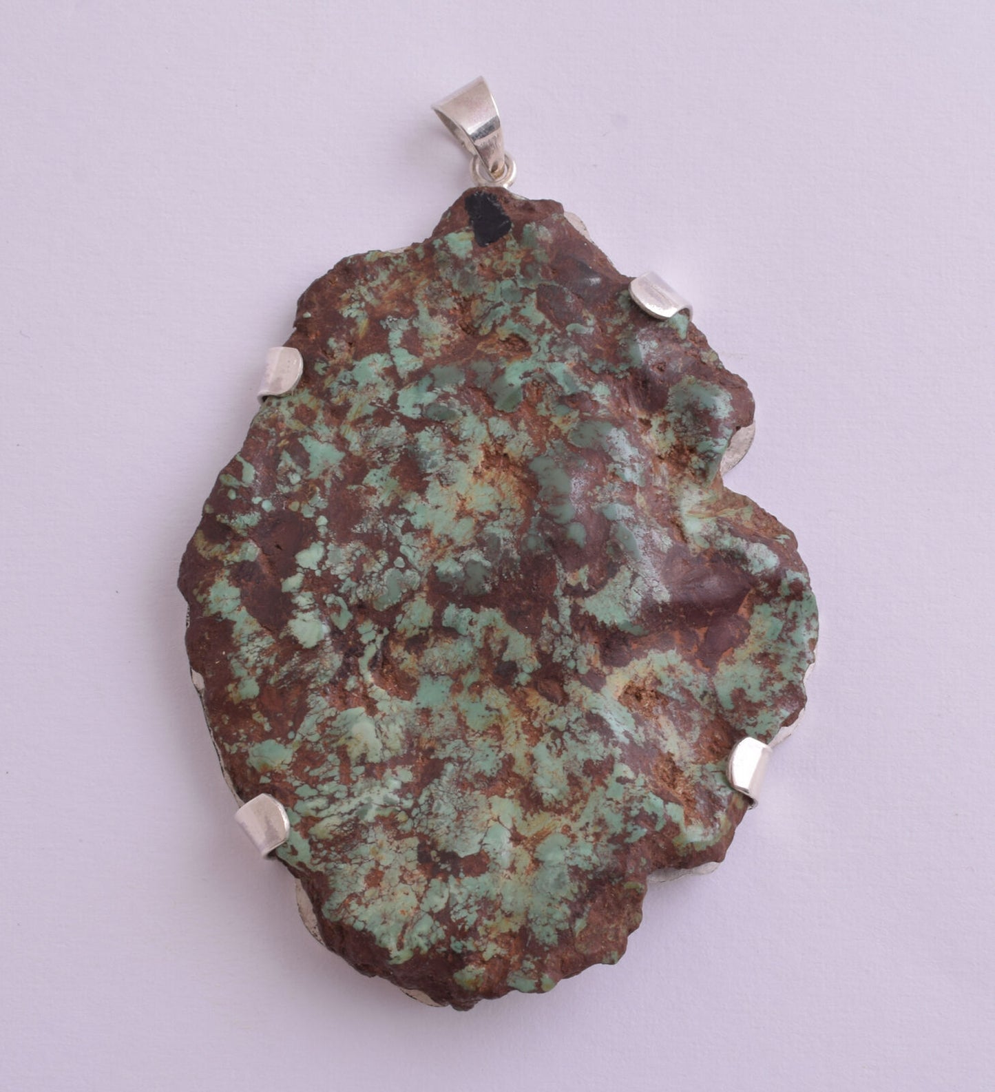 Large Rare Natural Egyptian Green Turquoise-silver charm Pendant-50 gram/ 3.5"