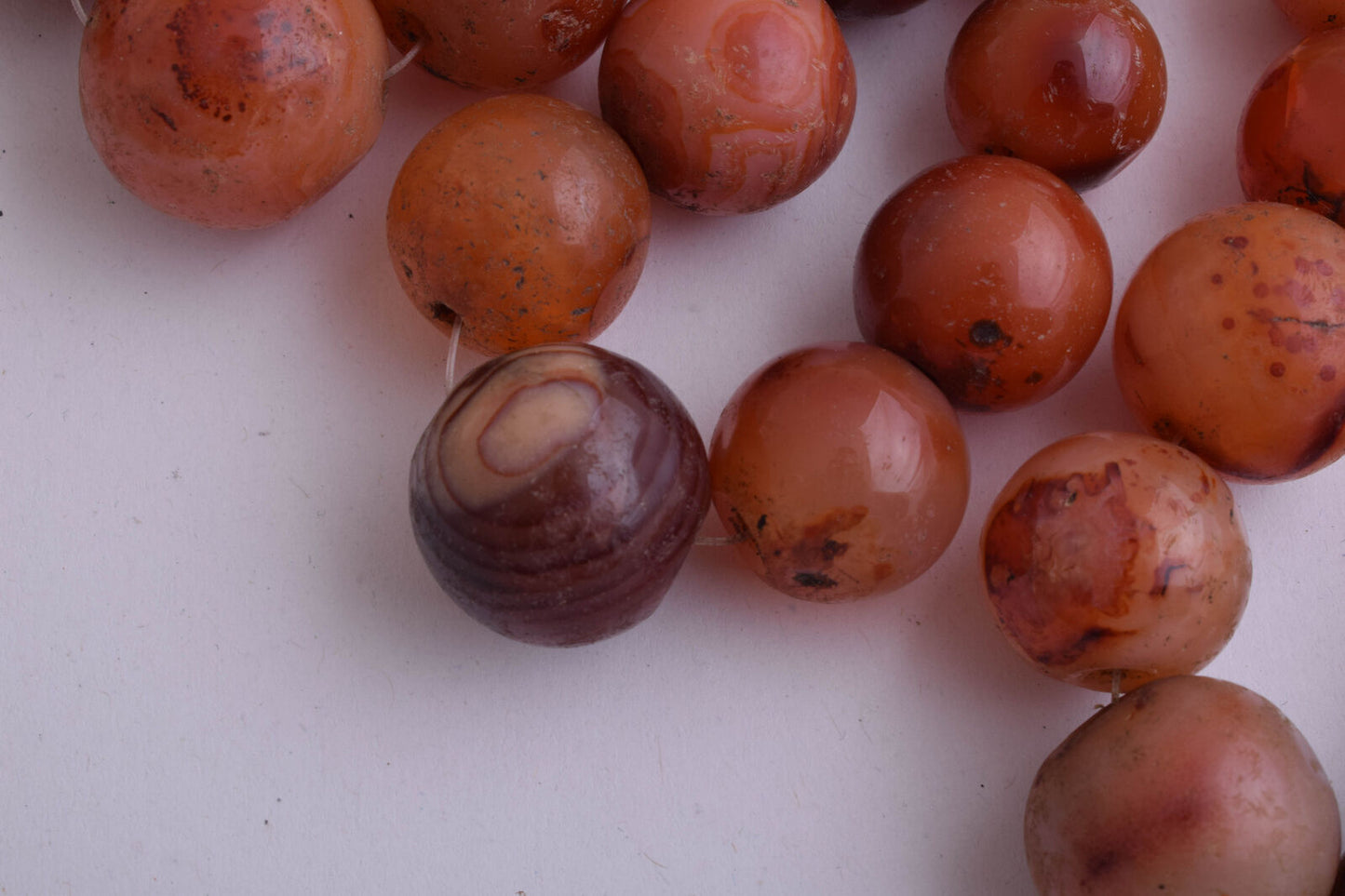 8 Antique old Carnelian round Agate beads Necklace-middle eastern