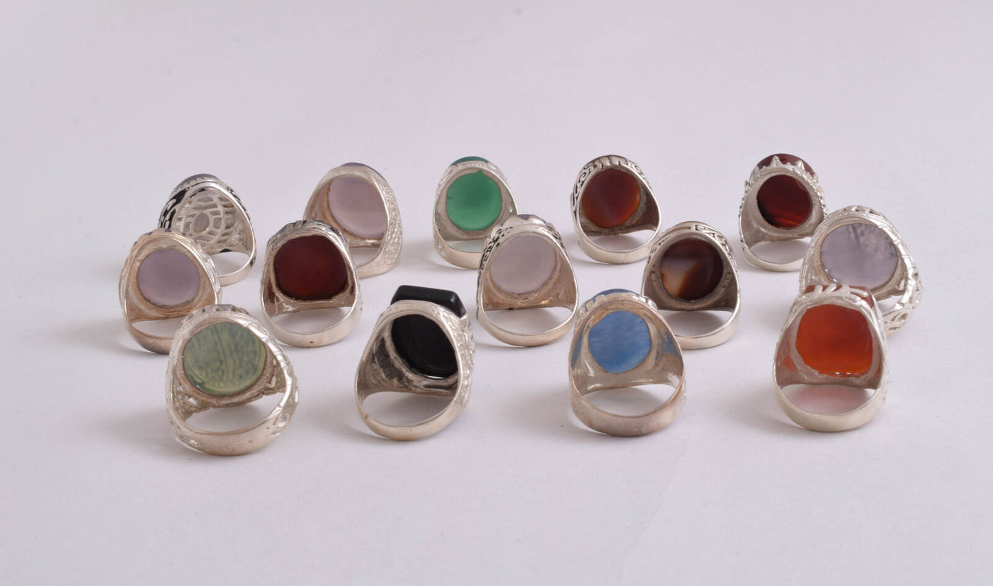 14 Islamic rings collection, Koran, Quran, Yemen agate men rings-Wholesale Lot