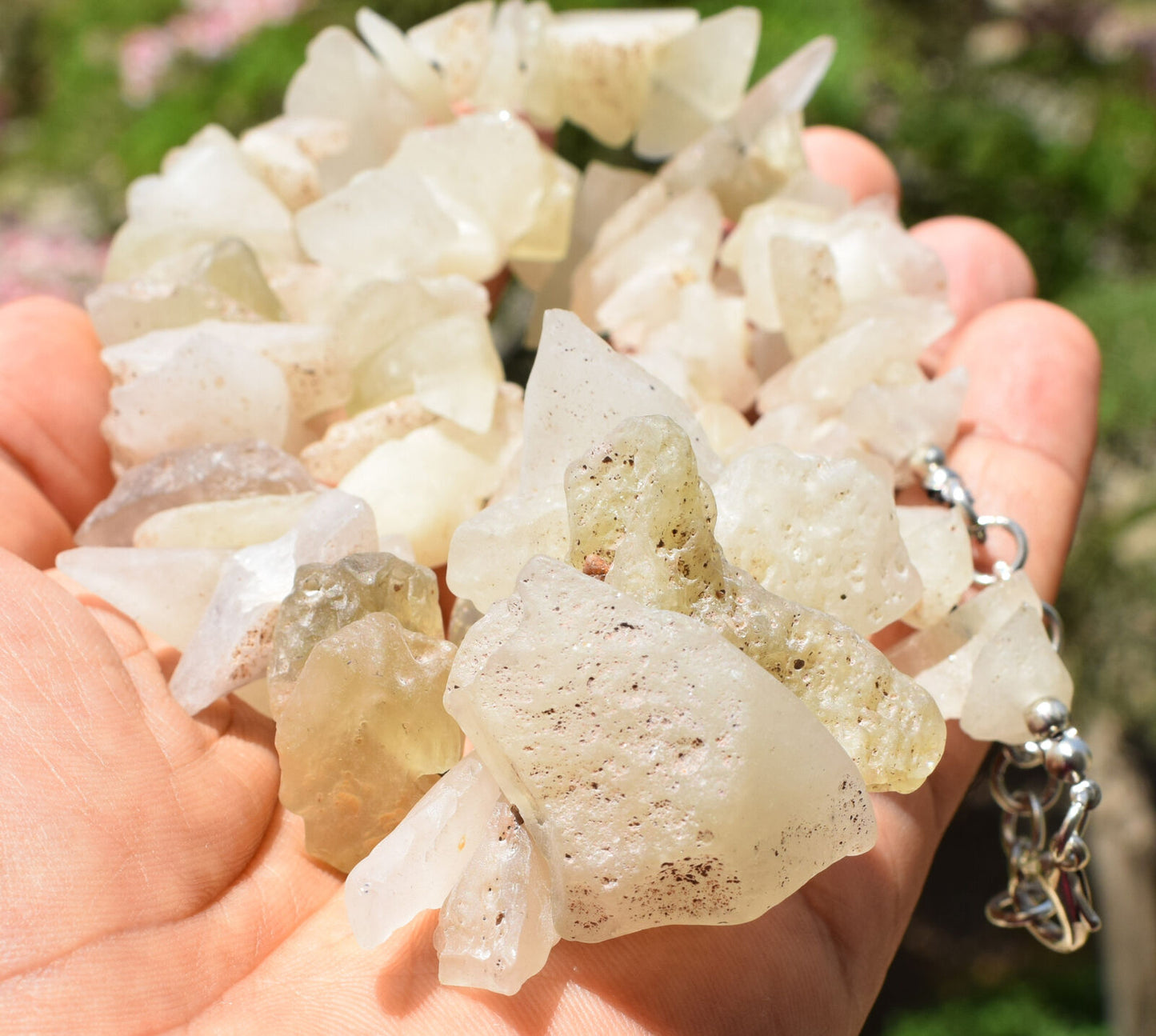 Libyan Desert glass Necklace, rough desert glass from asteroid impact-183 grams