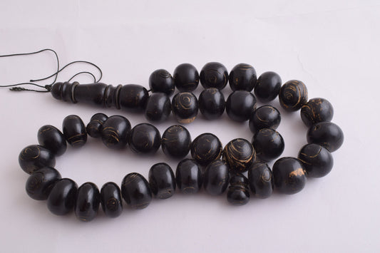 Black coral Islamic Prayer Beads-ُTasbih Worry Beads-20X16mm-192 grams-يسر