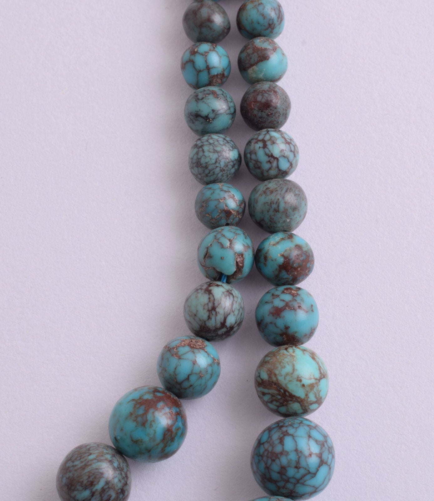 Egyptian Turquoise Spiderweb Necklace choker- round beads , 37 grams