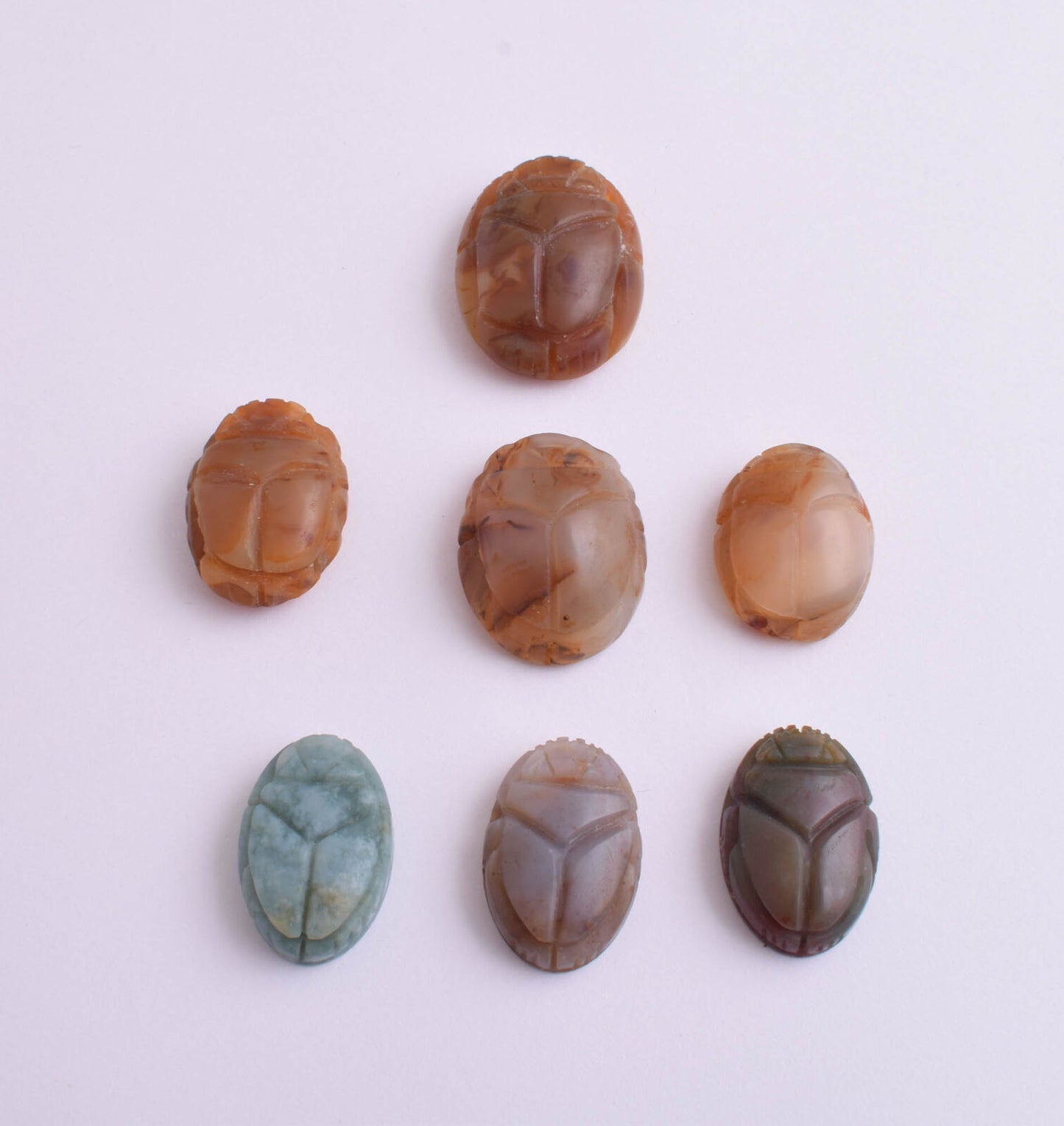 7 Egyptian Scarab-Hand Carved Egyptian Agate Scarab-Revival stone amulet