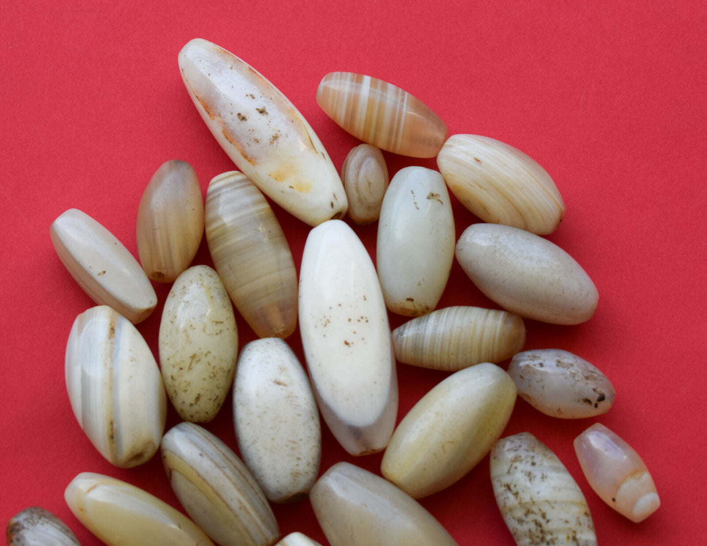 25 Antique ancient banded agate Carnelian beads-middle eastern-300 grams