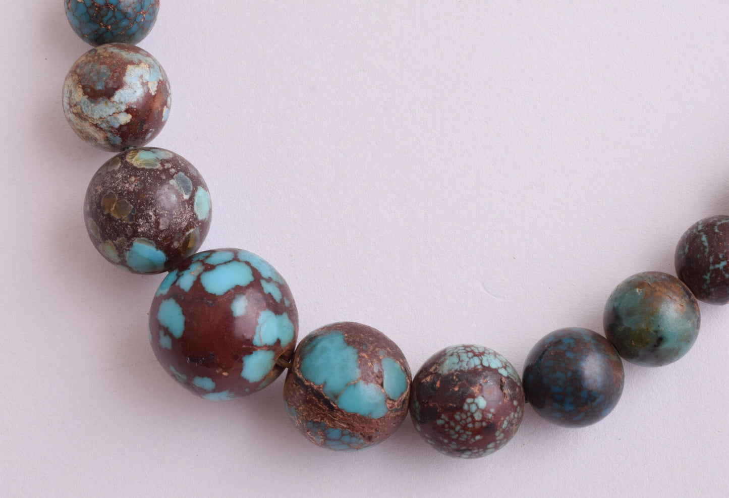 Egyptian Turquoise Spiderweb Necklace choker- round beads , 73 grams