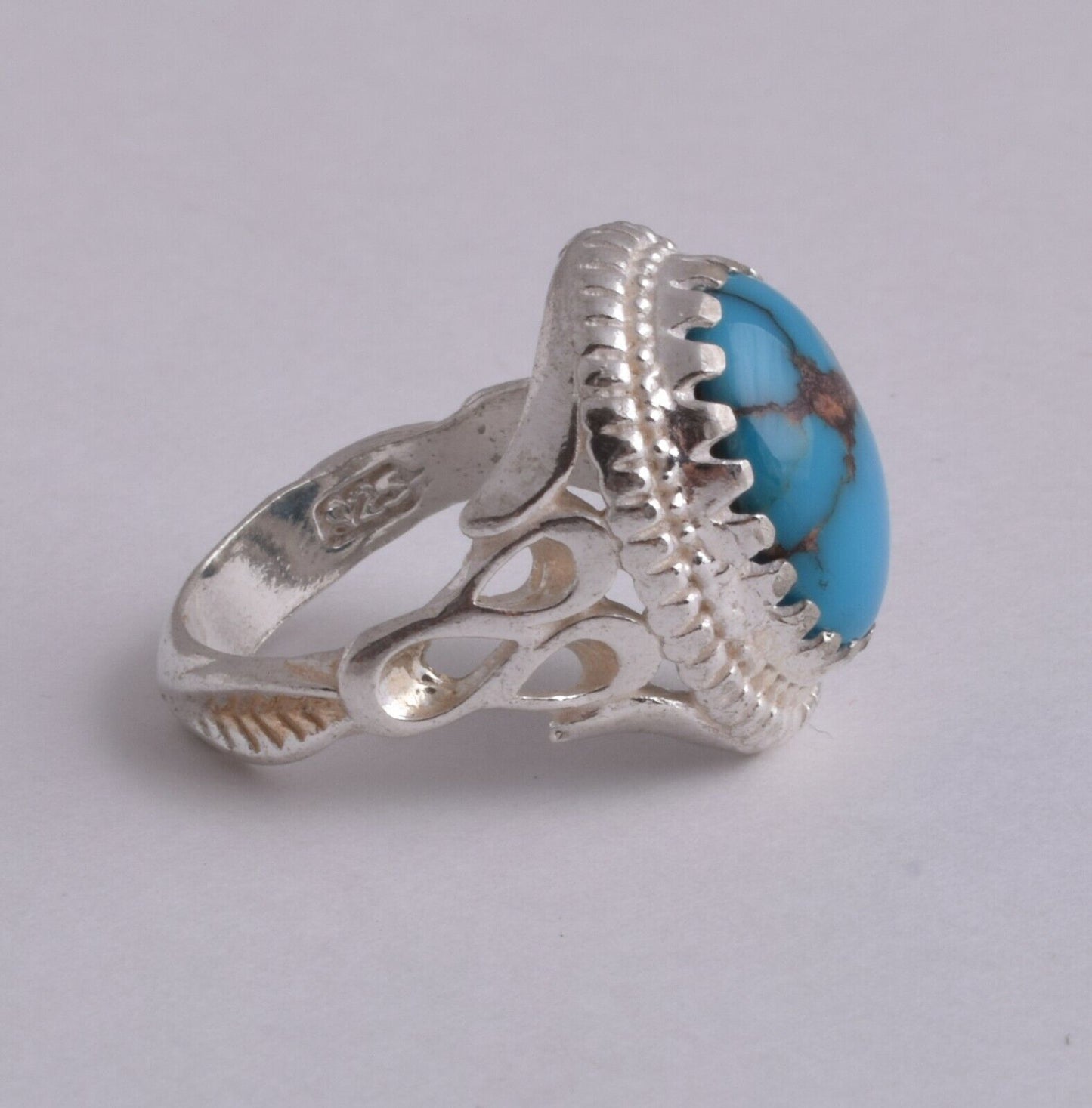 Egyptian Turquoise Sterling silver Men Ring-Middle Eastern-Spiderweb Turquoise