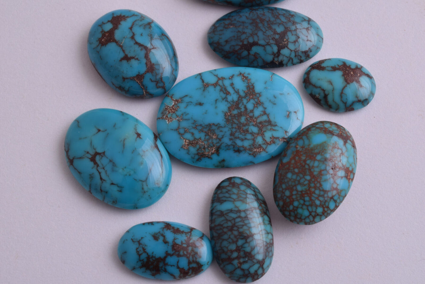 Egyptian Turquoise spiderweb Cabochon/ 9 Cab cabochon stone- 161 Carats-Lot