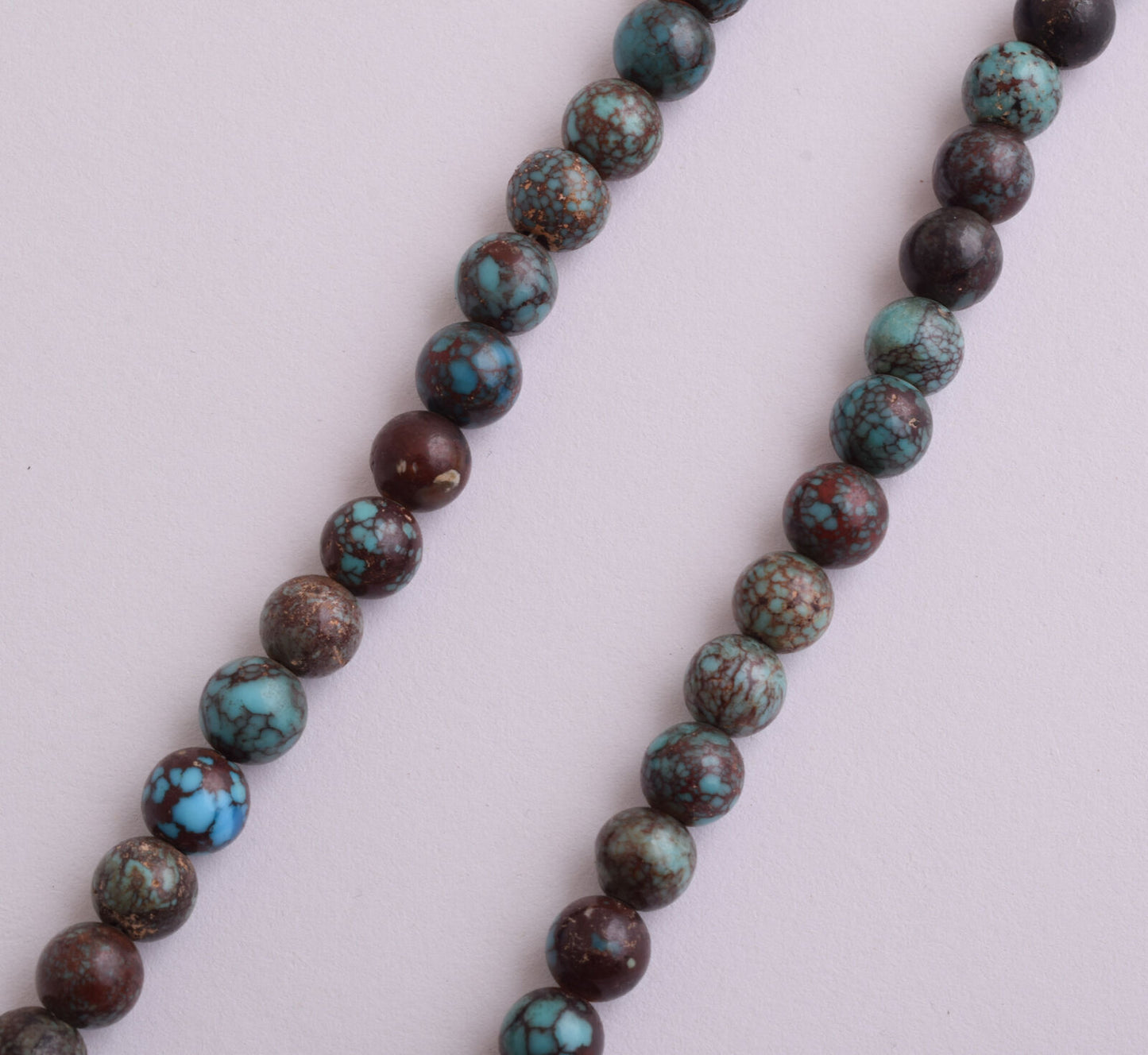 Egyptian Turquoise Spiderweb Necklace choker- round beads , 38 grams