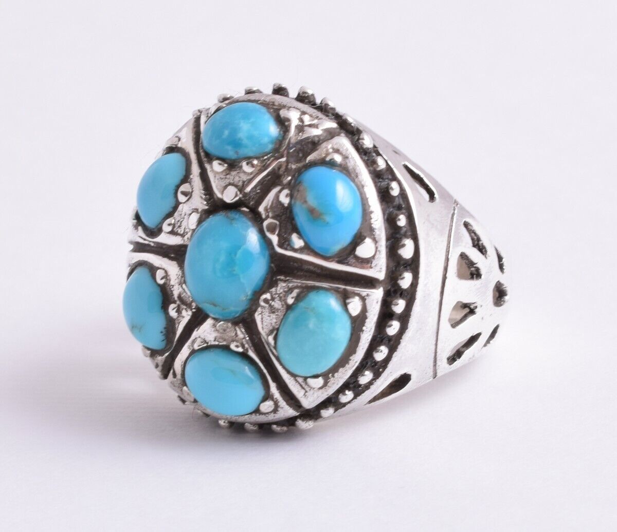 Egyptian Turquoise sterling silver men Ring-Middle Eastern