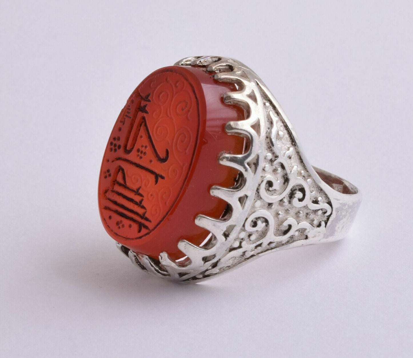 Agate aqeeq aqiq 925 Silver Men Ring- Quran-Islamic yemen- yemeni