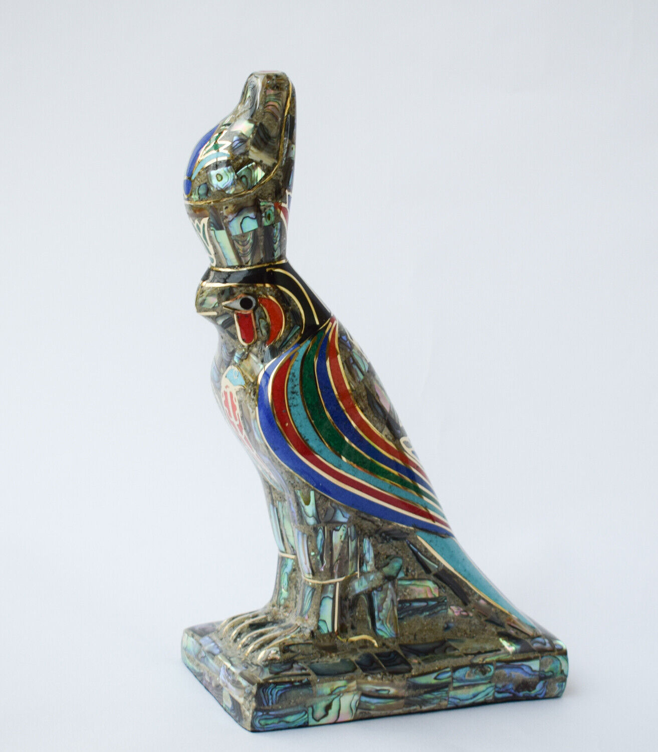 Egyptian Horus Statue-covered with Mother of Pearl-Decorative-Revival/ 8.7"