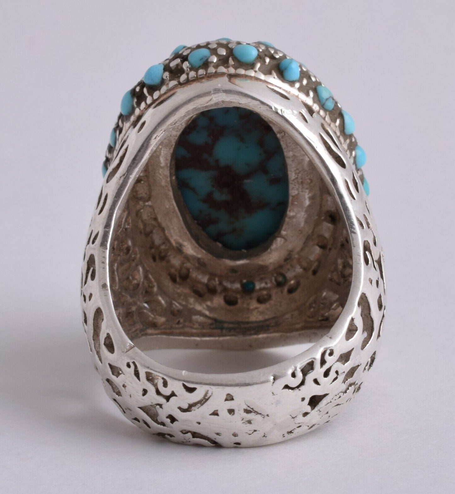 Egyptian Turquoise Sterling silver Men Ring-Middle Eastern-Spiderweb Turquoise