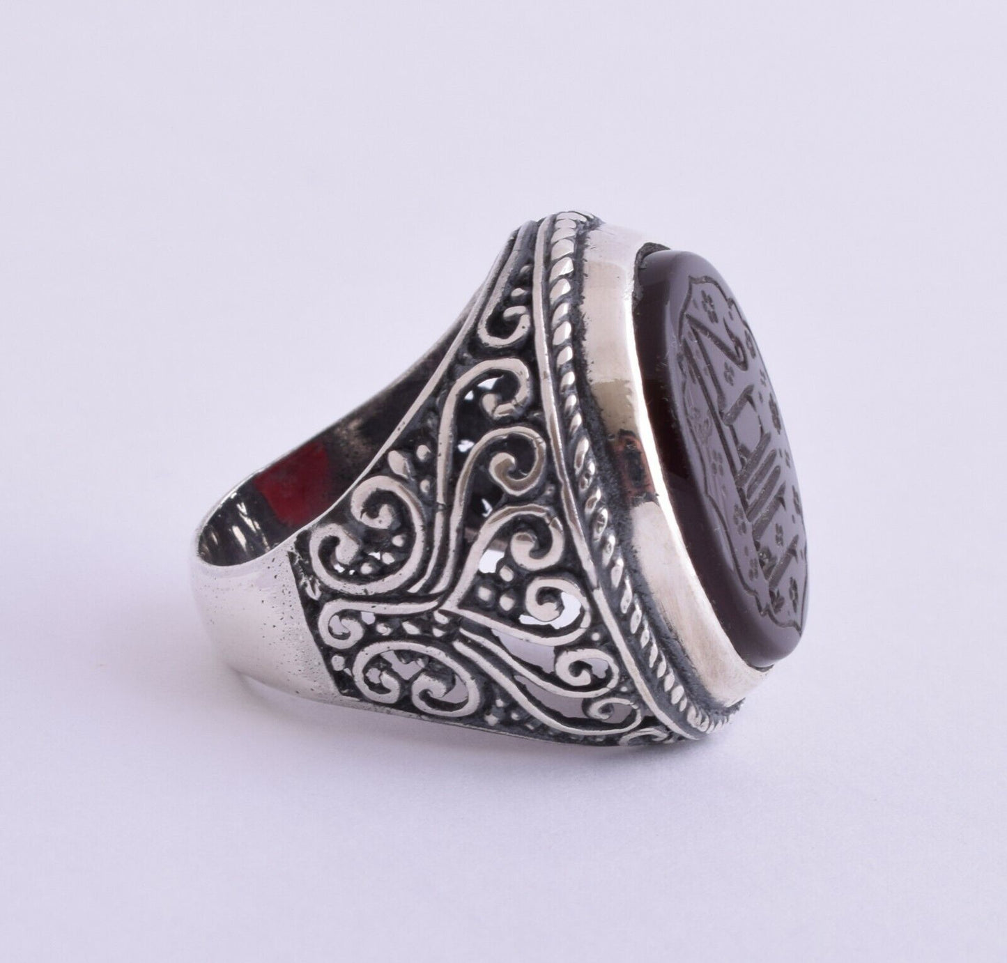 Islamic 925 sterling Silver Yemen agate aqeeq aqiq akik Men Ring-yemeni-DHL