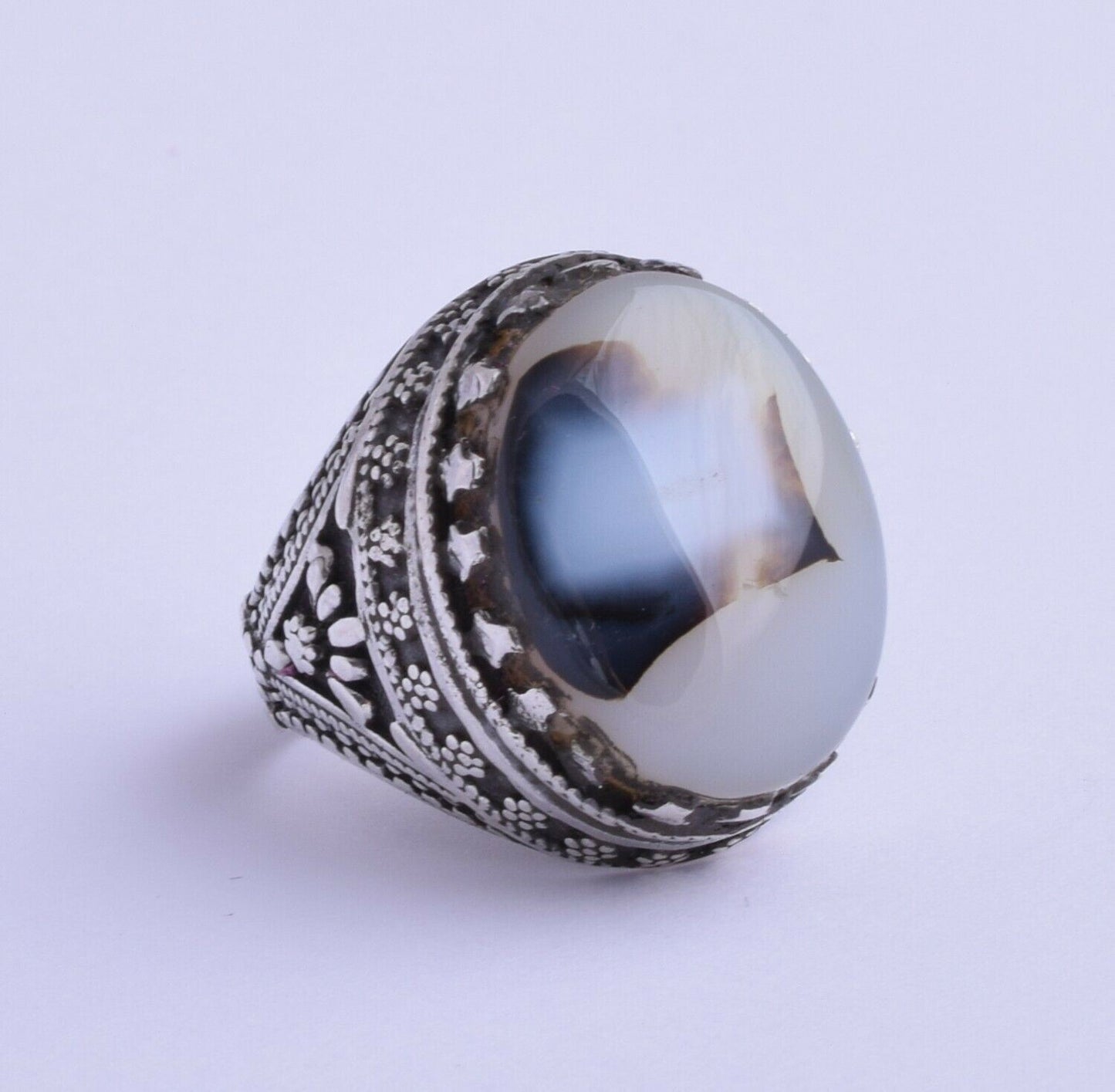 Yemen agate Silver Ring/ Yemeni akik aqeeq silver Men Ring-Middle Eastern