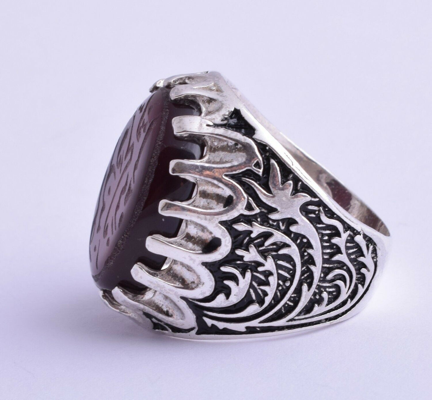 Yemeni Yemen kabdi Islamic agate aqeeq aqiq Silver Men Ring-عقيق كبدي-DHL